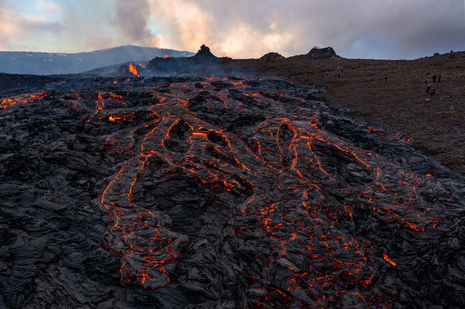 Lava flowing