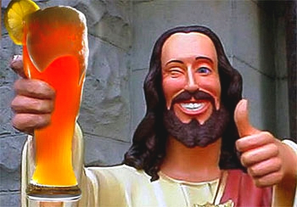 The Jesus from Dogma enjoying a cold one. Is Jesus your pal?