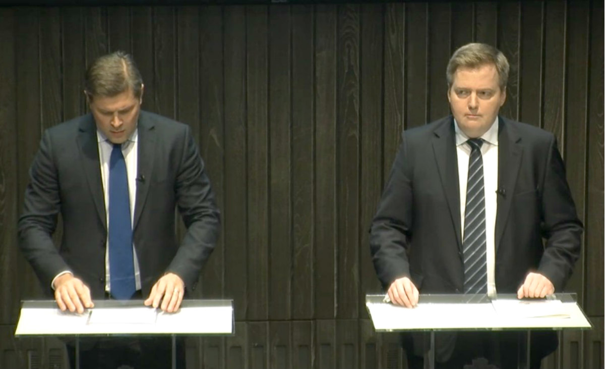 Debt relief conference ministers Sigmundur David and Bjarni Benediktsson